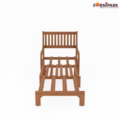 Single Sofa Cum Bed (Natural Wood)