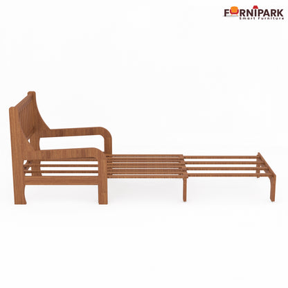 Single Sofa Cum Bed (Natural Wood)