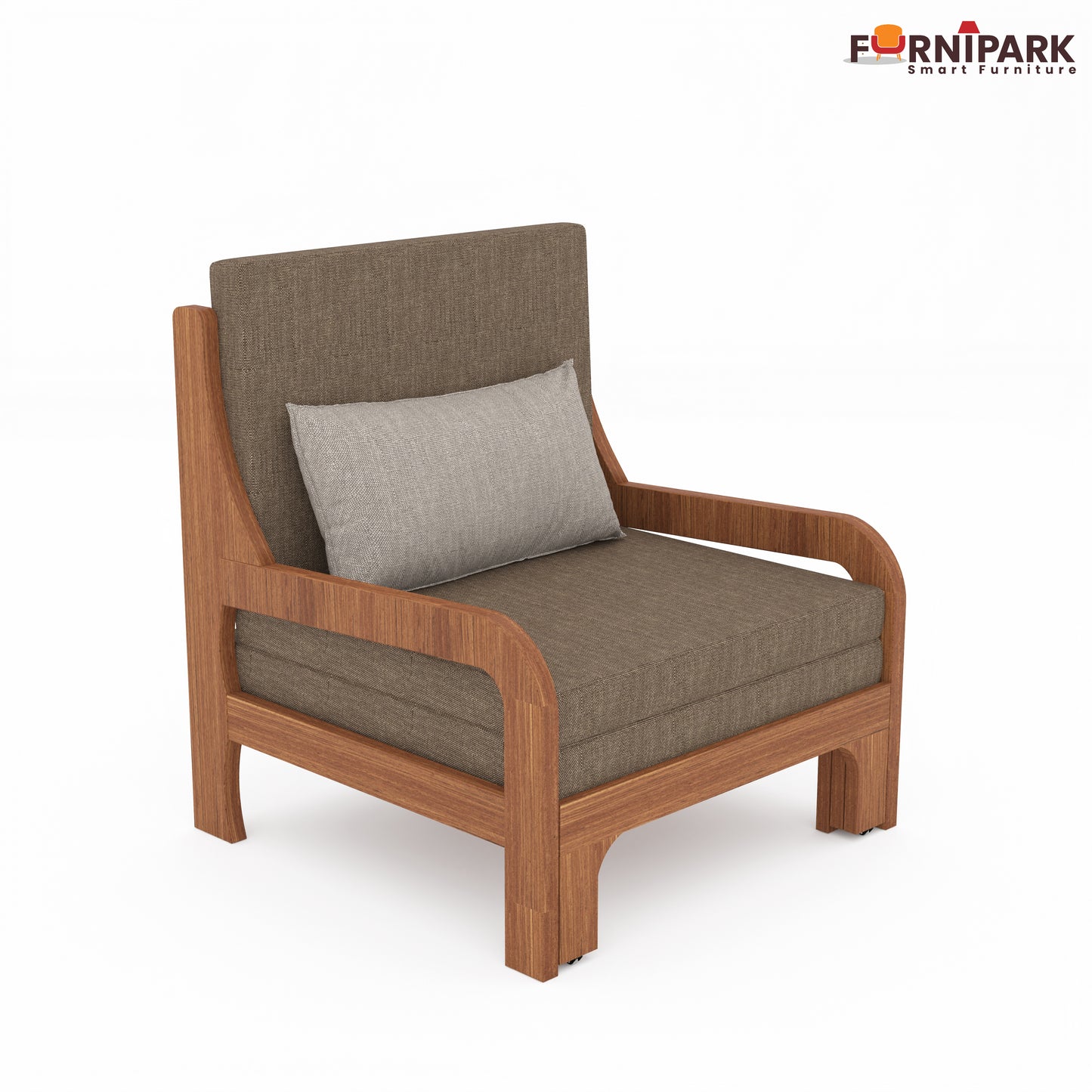 Single Sofa Cum Bed (Natural Wood)