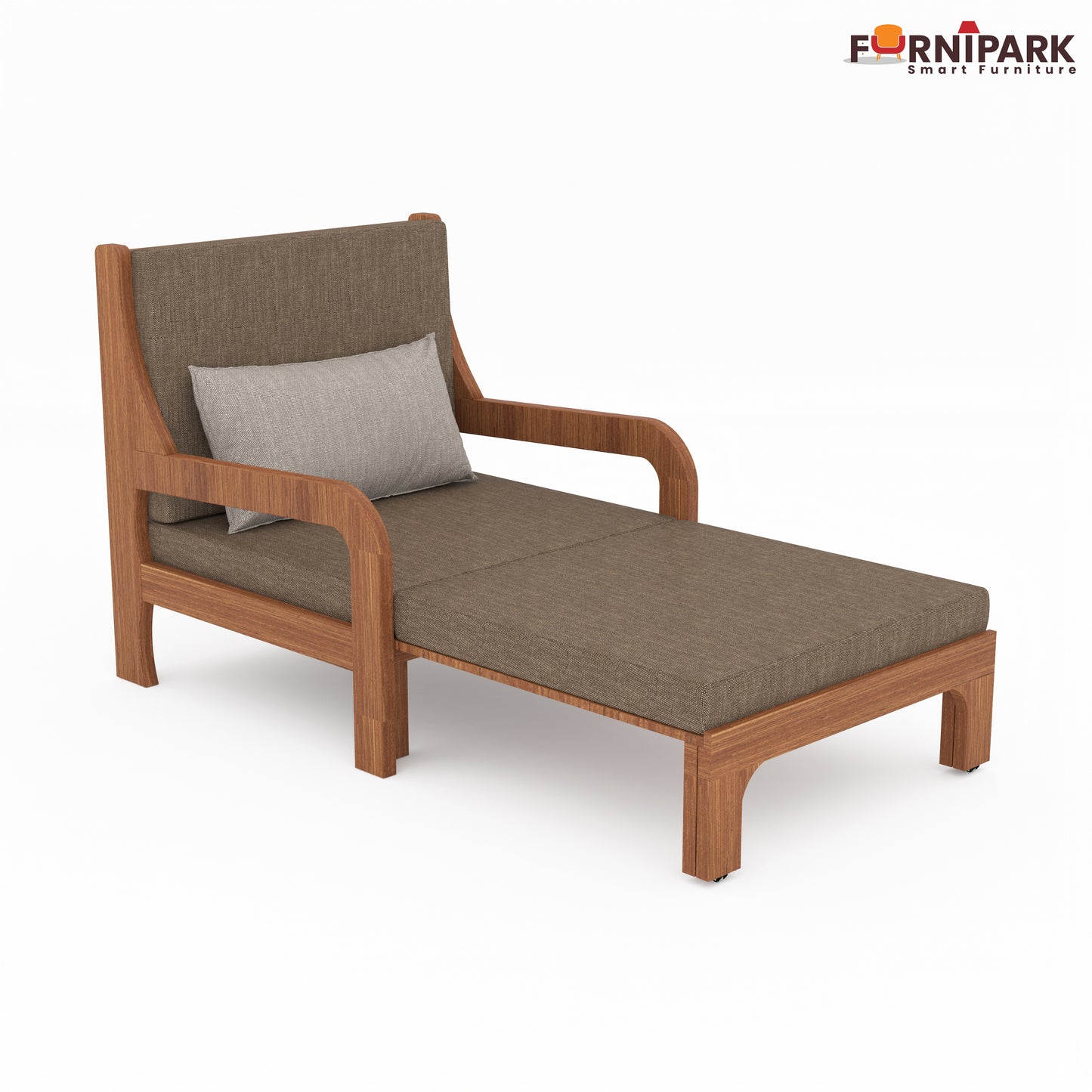 Single Sofa Cum Bed (Natural Wood)