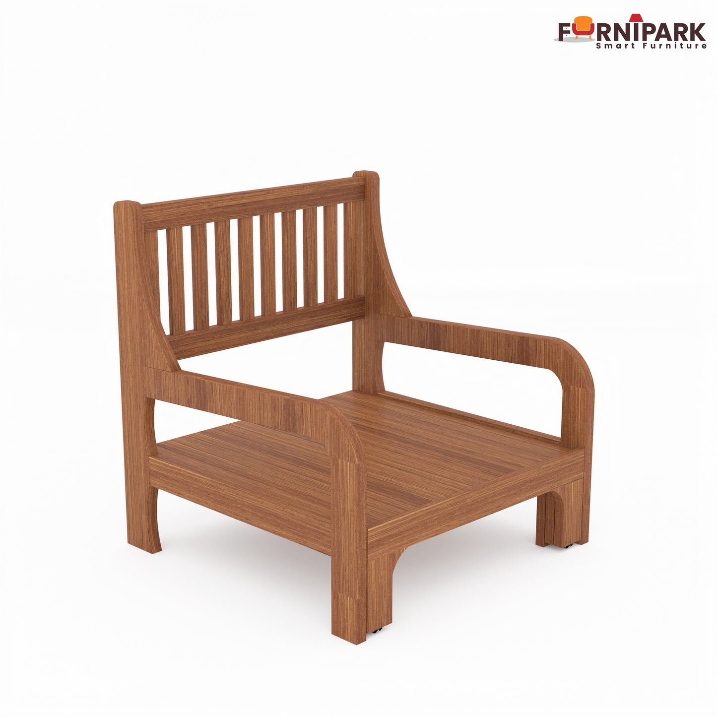 Single Sofa Cum Bed (Natural Wood)