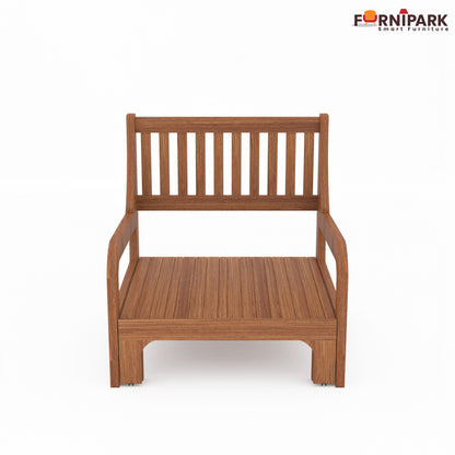 Single Sofa Cum Bed (Natural Wood)