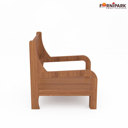 Single Sofa Cum Bed (Natural Wood)