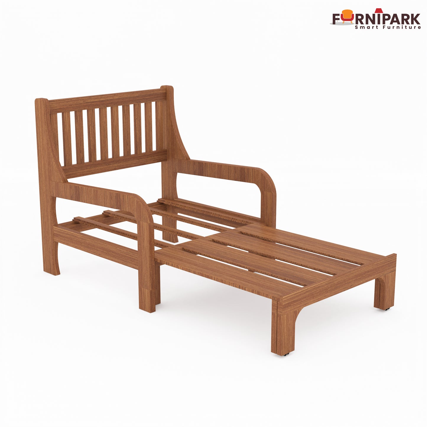 Single Sofa Cum Bed (Natural Wood)