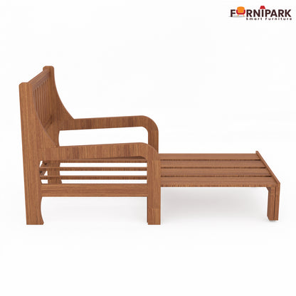 Single Sofa Cum Bed (Natural Wood)