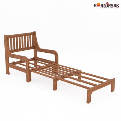 Single Sofa Cum Bed (Natural Wood)