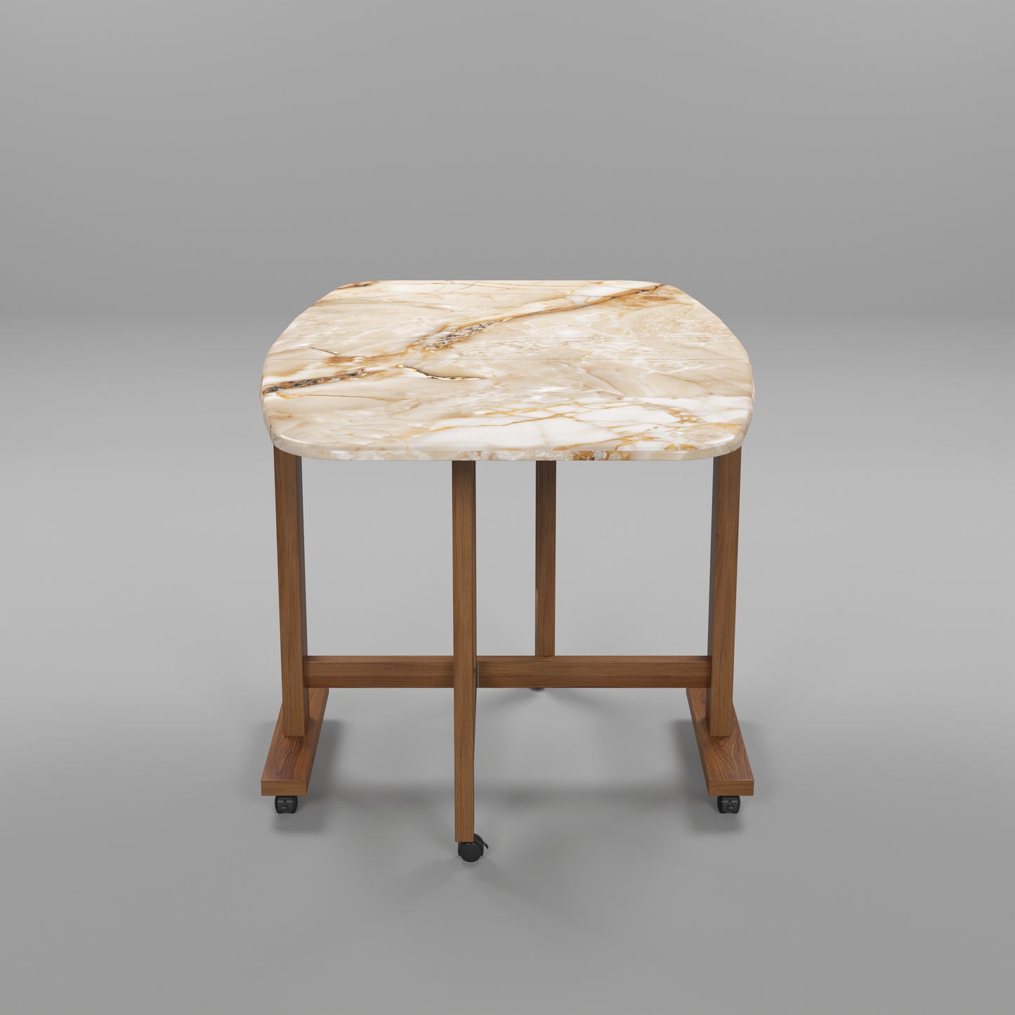 Folding Dining Table( Italian, Gold Marble, Natural Wood Metal Frame)