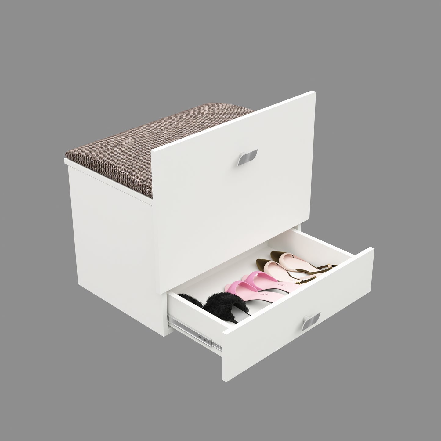 Wooden Vanity Table with Hidden Jewelry Storage, Drawers & Lift-Up Mirror (White)