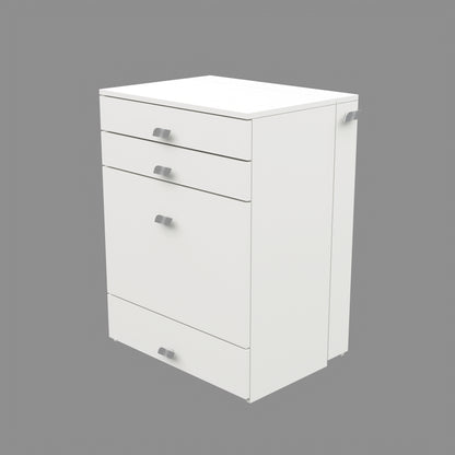 Wooden Vanity Table with Hidden Jewelry Storage, Drawers & Lift-Up Mirror (White)