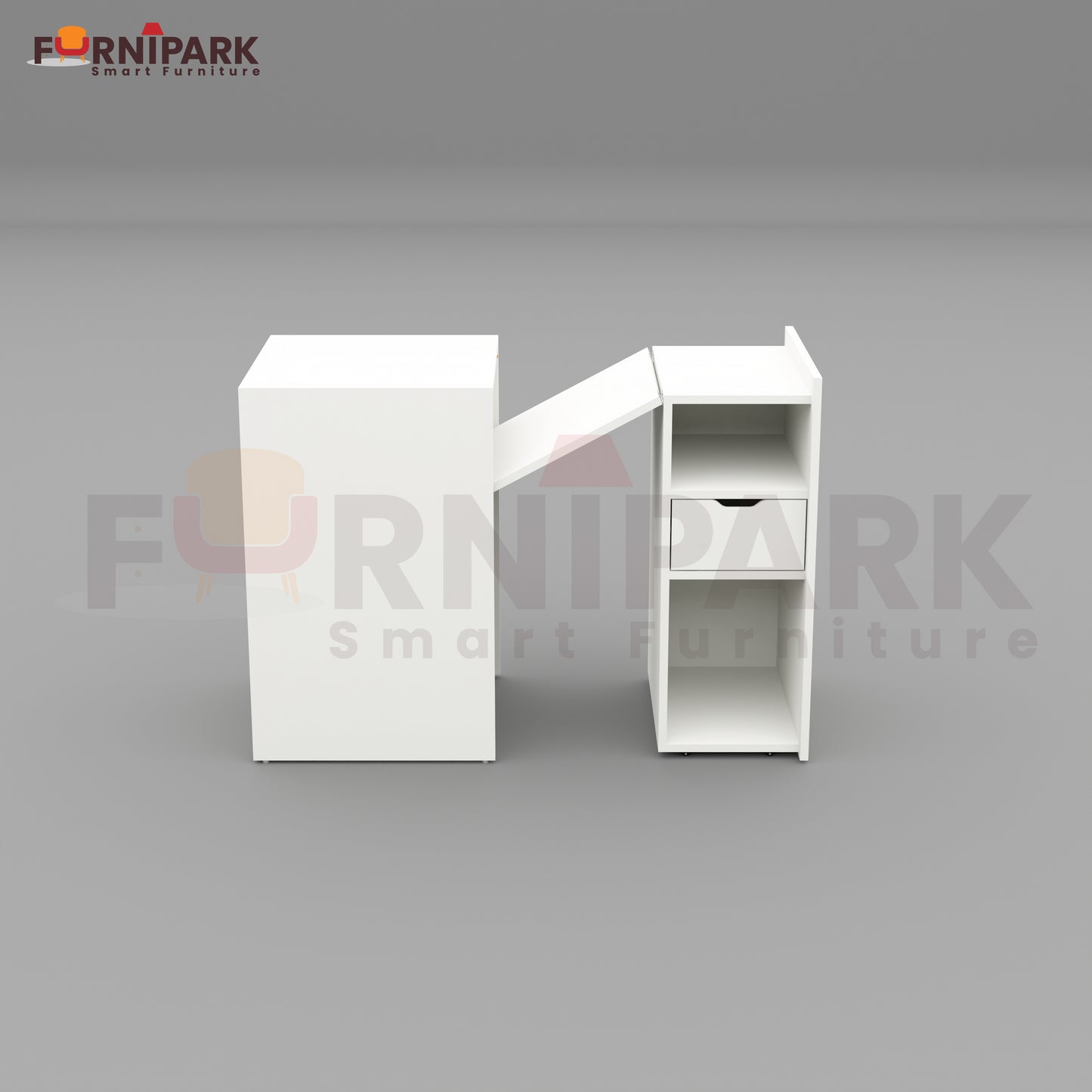 Extendable Table with Drawer (White)