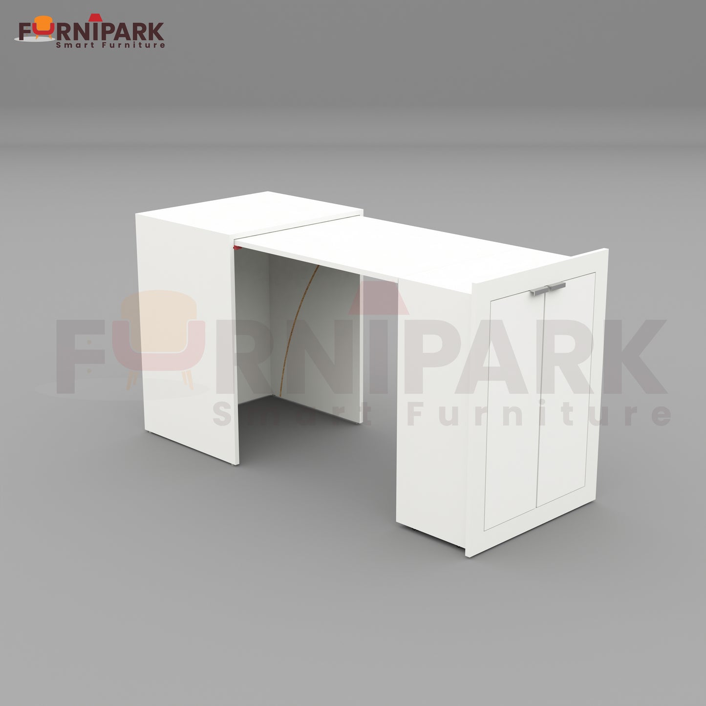 Expandable 2-in-1 Table with Book / File Cabinet (White)