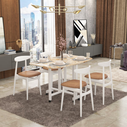 Folding Dining Table( Italian, Gold Marble, White Metal Frame)