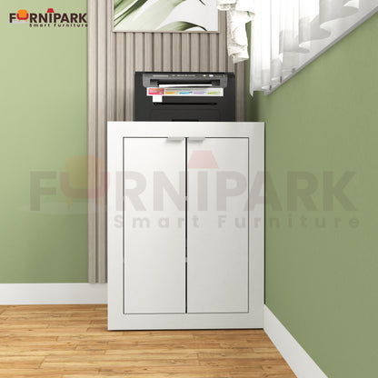 Expandable 2-in-1 Table with Book / File Cabinet (White)