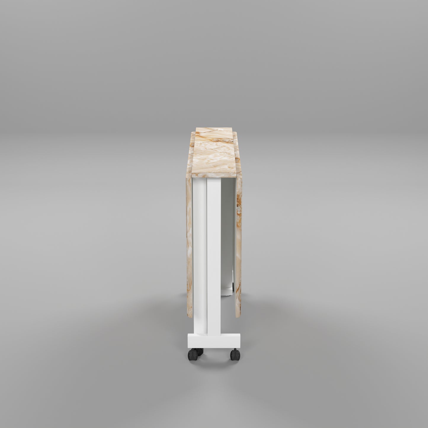 Folding Dining Table(Rectangular, Gold Marble, White Metal Frame)