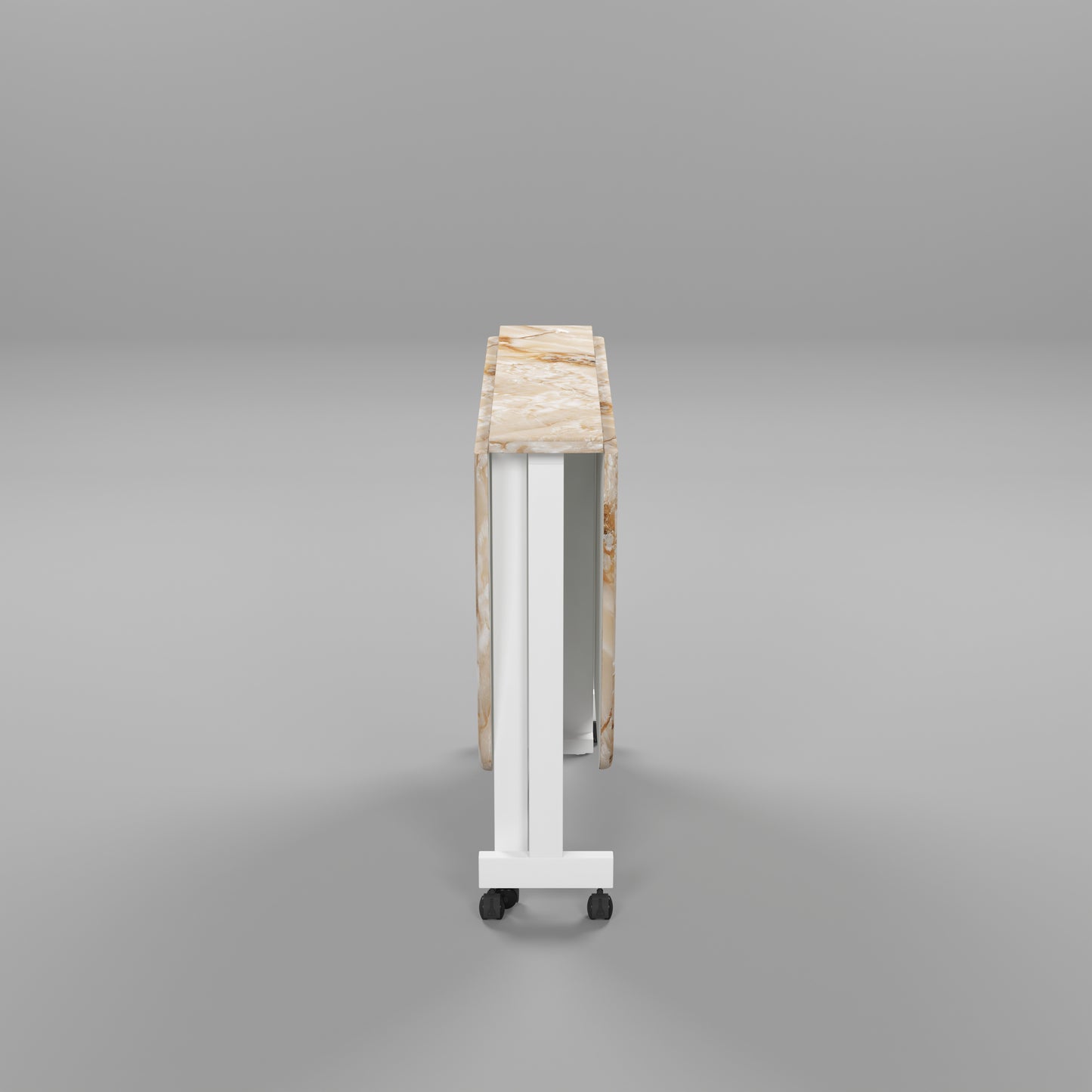 Folding Dining Table( Italian, Gold Marble, White Metal Frame)