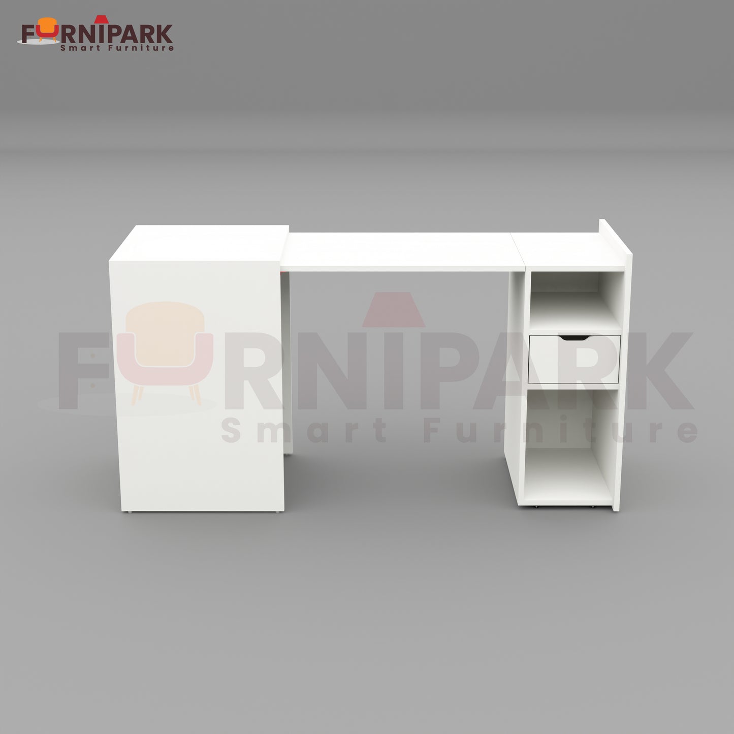 Extendable Table with Drawer (White)
