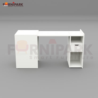Extendable Table with Drawer (White)