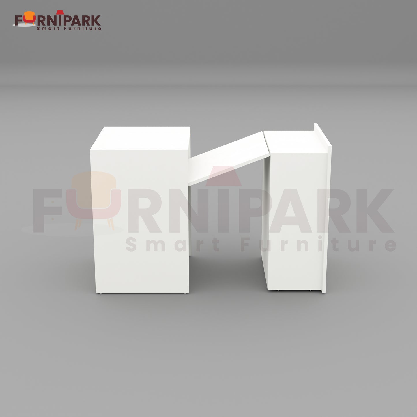 Expandable 2-in-1 Table with Book / File Cabinet (White)